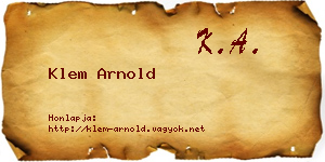 Klem Arnold névjegykártya