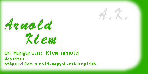 arnold klem business card